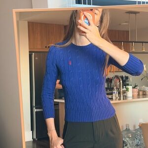 Polo by Ralph Lauren Women's Royal Blue Cable Knit Sweater
